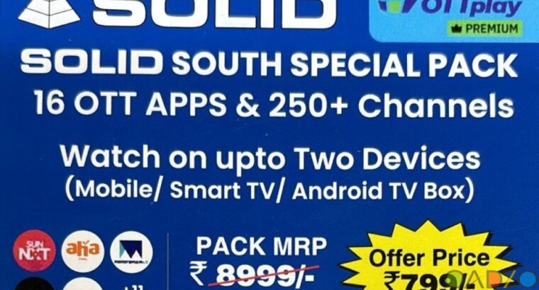 SOLID SOUTH SPECIAL PACK – 16 OTT Apps & 250 + Chan